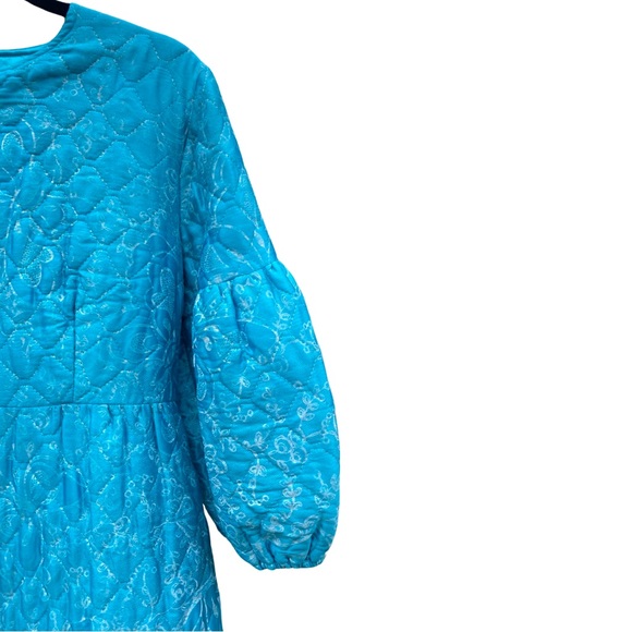 VTG Quilted dressing gown robe balloon 3/4 length sleeve M/L - Picture 3 of 11